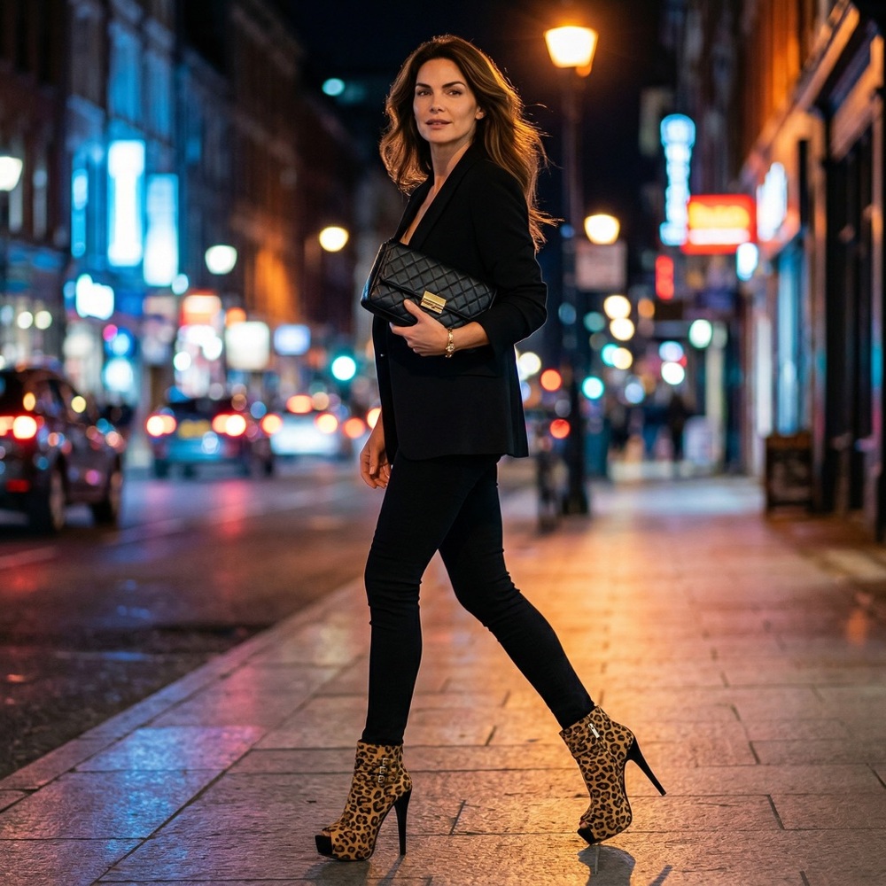 Generation Y Leopard Print Platform Heels Ankle Booties Stiletto Buckle Statemen